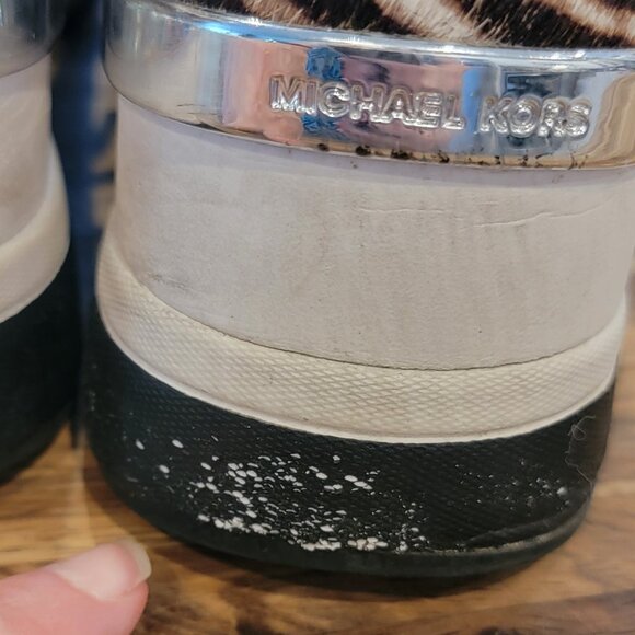 Michael Kors Liv Trainer Wedge Sneakers Black Gunmetal - Picture 9 of 16